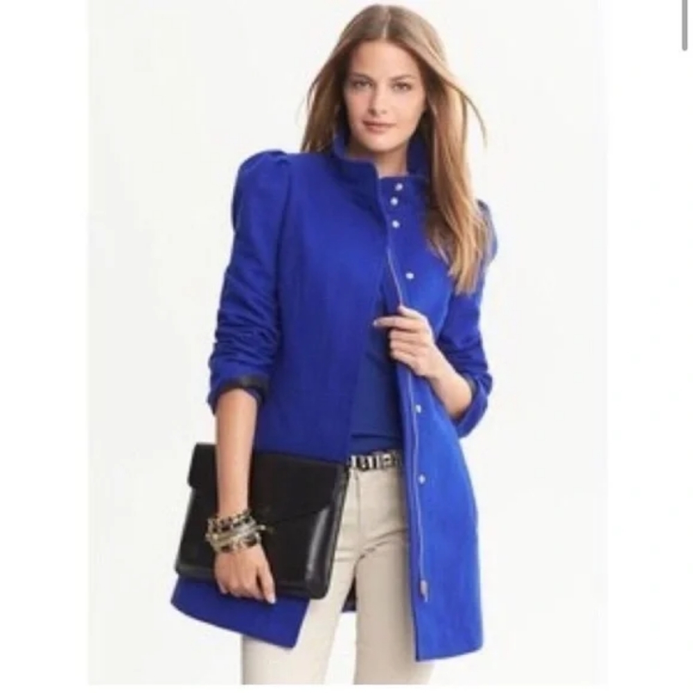 Banana Republic - Wool Blend Structured Walking City Coat | Cobalt Blue | Medium